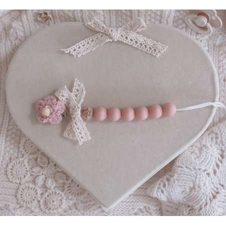 Zawieszka / łańcuszek do smoczka Bloom powder pink