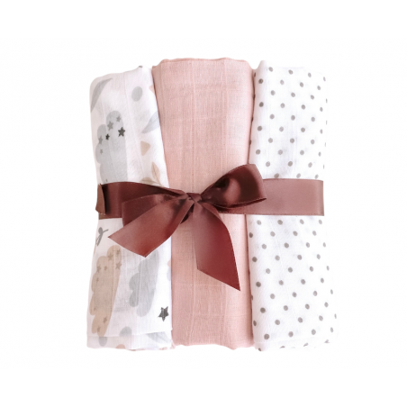 Pieluszki pieluchy muślinowe 3 sztuki (zestawM)