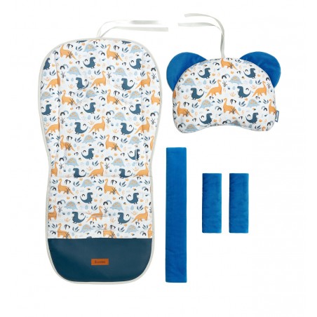SENSILLO WKŁADKA DO WÓZKA DELUXE VELVET - DINOZAURY NIEBIESKI