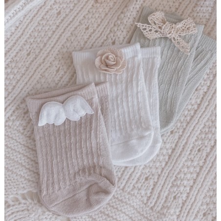 Zestaw 3 par - skarpetki ozdobne pastel