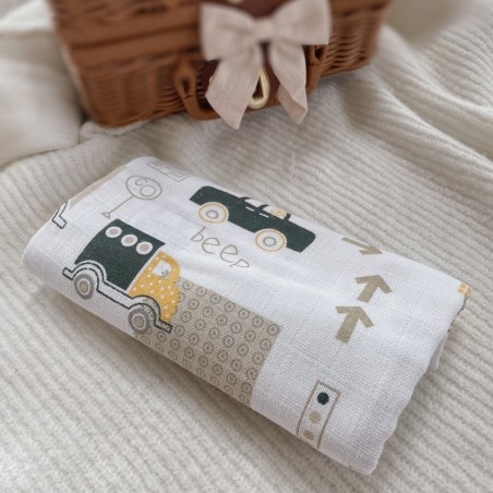 Pielucha pieluszka tetrowa 70*80 (samochody z beżem)