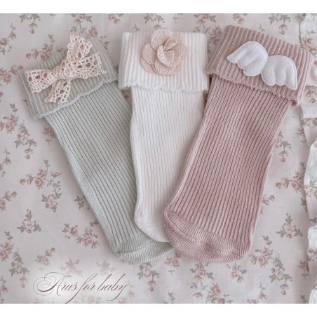Zestaw 3 par skarpetek z dzianiny prążkowanej pastel