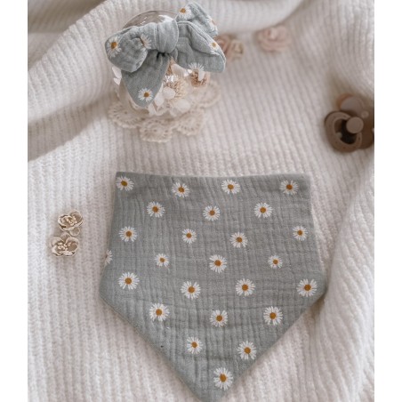 Zestaw muślinowy : apaszka z opaską bezuciskową daisy