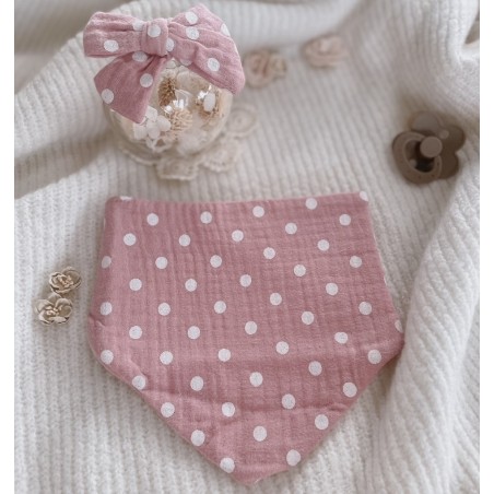 Zestaw muślinowy : apaszka z opaską bezuciskową polka dots