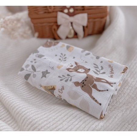 Pielucha pieluszka tetrowa 70*80 sarenki beżowe