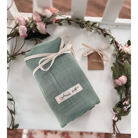 Otulacz muślinowy Eco muslin boho zieleń