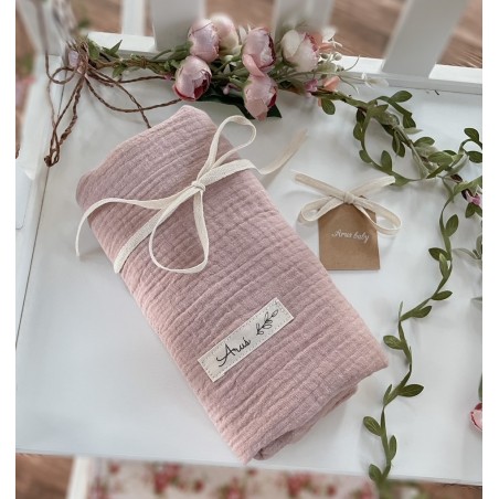 Otulacz muślinowy Eco muslin pudrowy róż