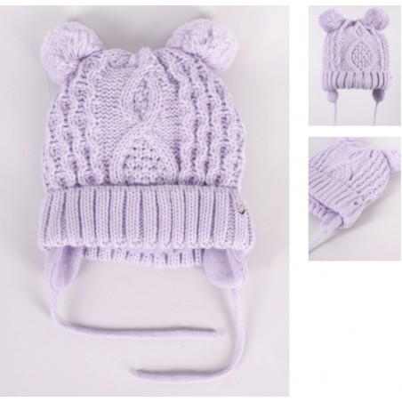 Czapka zimowa sweterkowa, lawendowa 38-40 (czz-0418g)