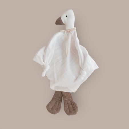 Przytulanka muślinowa handmade gąska biała