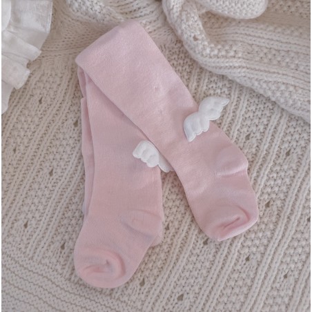 Bawełniane rajstopy pastelowo różowe aniołki b