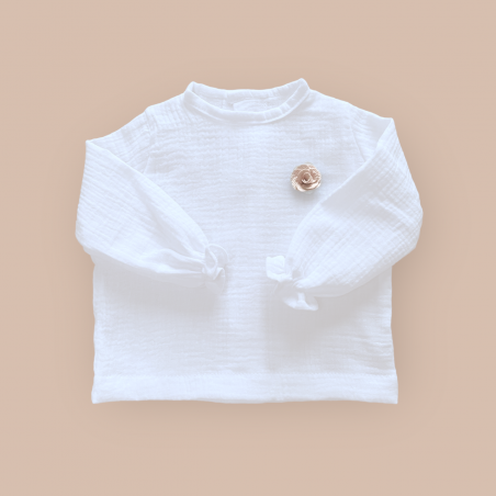 Biała koszula muślinowa z różyczką