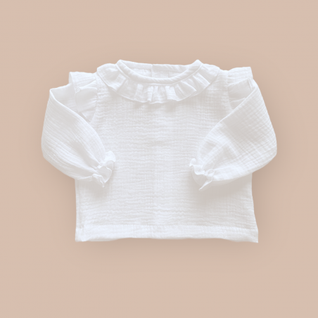 Śmietankowa koszula muślinowa z falbanką