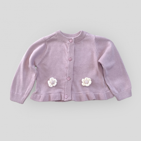 Sweter z falbanką puder lawendowy