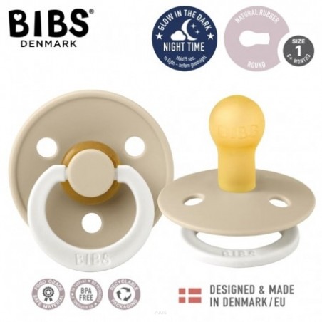 BIBS VANILLA GLOW IN DARK S Smoczek Uspokajający kauczuk Hevea 0m+