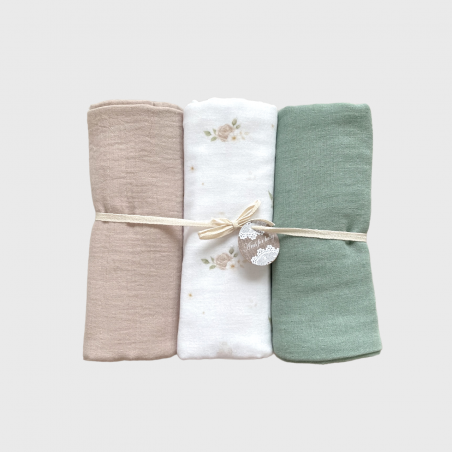 Zestaw 3 szt otulaczy muślinowych Pastel Roses (H)