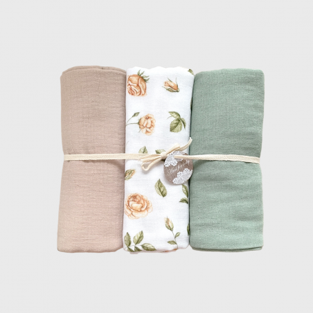 Zestaw 3 szt otulaczy muślinowych Caramel Garden (K)