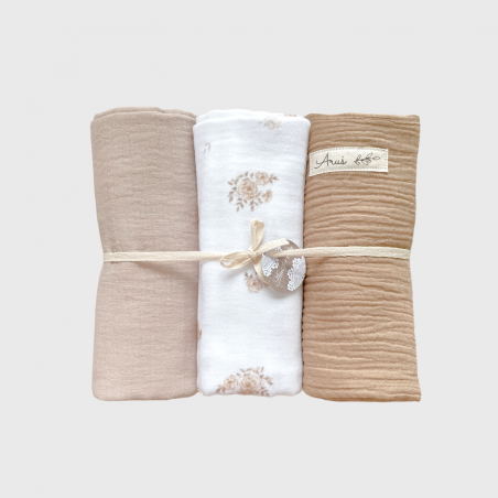 Zestaw 3 szt otulaczy muślinowych Cinamoon Roses (N)