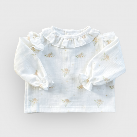 Koszula muślinowa Pastel Roses z falbanką