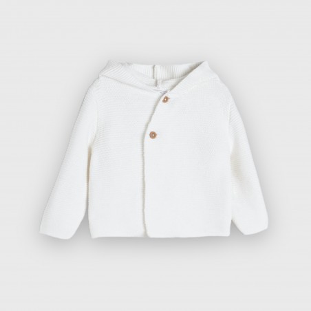 Sweter niemowlęcy z kapturem 100 % bawełna  śmietankowy