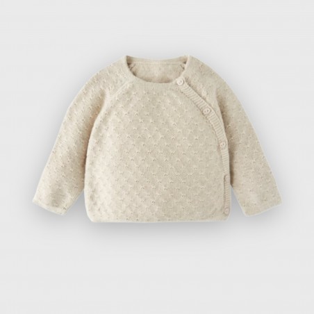 Ażurowy sweterek niemowlęcy  100% bawełna beżowy