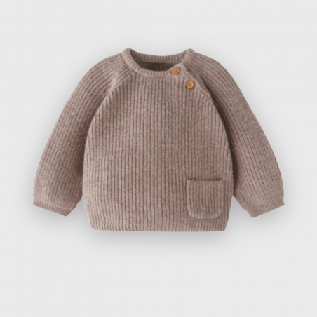 Sweterek niemowlęcy z kieszonką brązowy