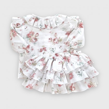 Komplet muślinowy :Koszula + spódniczka /bloomersy Romantic Roses