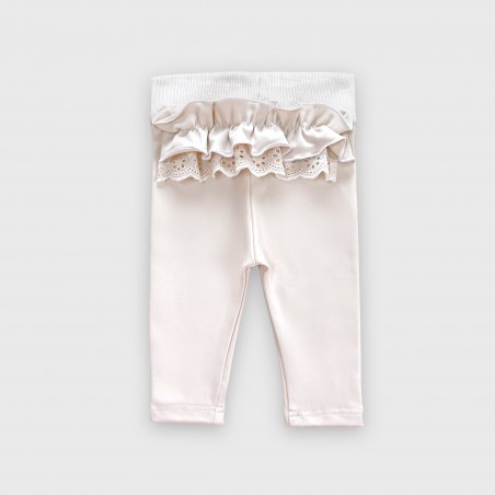 Spodnie z falbankami Vanilla and Cream beżowe z beżową falbanką