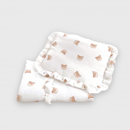 Komplet do wózka / kosza mojżesza/ kokonu z wypełnieniem Little Teddy śmietankowa