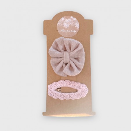 Zestaw spinek pastelowy beż + pudrowy róż