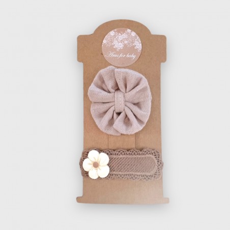 Zestaw spinek pastelowy beż + brąz