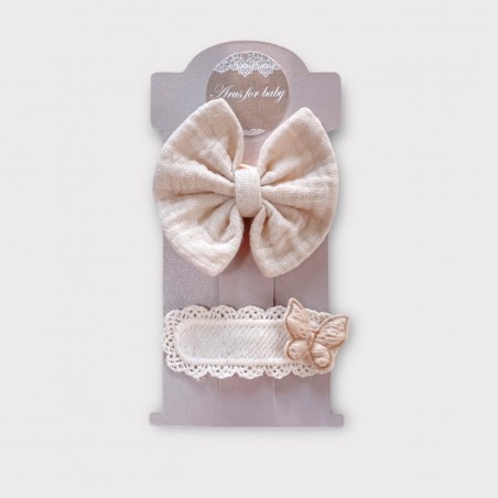 Zestaw spinek Butterfly of the Valley waniliowy beż + waniliowy motyl