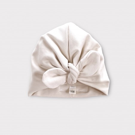 Turban z dzianiny bawełnianej beżowy