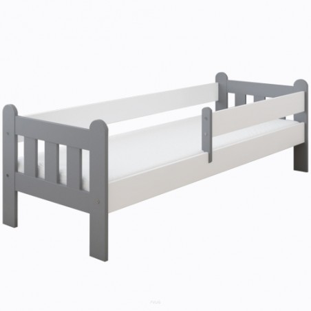 Łóżko dziecięce z barierką 160X80 LEO szaro białe