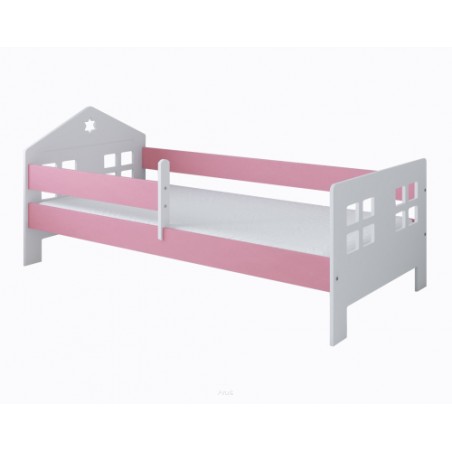 Łóżko dziecięce z barierką 160X80 FLORA biało różowa