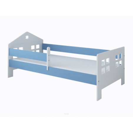 Łóżko dziecięce z barierką 160X80 FLORA biało niebieska