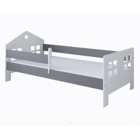 Łóżko dziecięce z barierką 160X80 FLORA biało szara