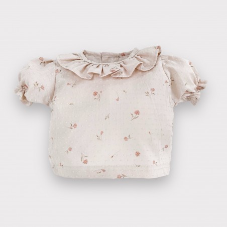 Koszula bawełniana plumetti z bufką Tinkerbell beżowa