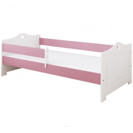 Łóżko dziecięce z barierką 160X80 LUNA biało różowa
