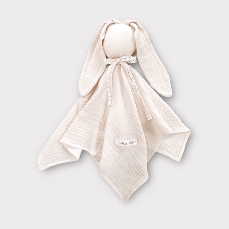 Przytulanka muślinowa handmade bunny waniliowy beż