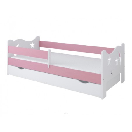 Łóżko dziecięce z szufladą z barierką 160X80 BETTY biało różowy