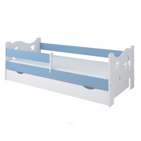 Łóżko dziecięce z szufladą z barierką 160X80 BETTY biało niebieski