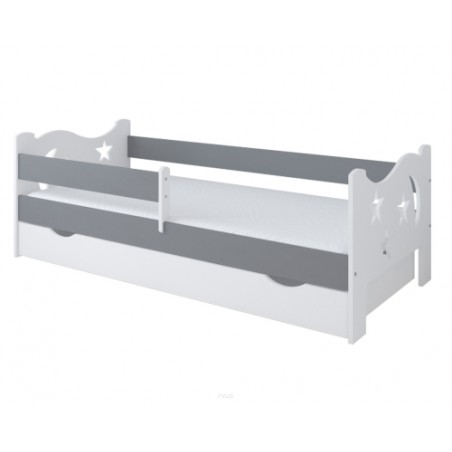 Łóżko dziecięce z szufladą z barierką 160X80 BETTY biało szary