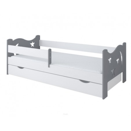 Łóżko dziecięce z szufladą z barierką 160X80 BETTY szaro biały