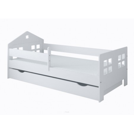 Łóżko dziecięce z szufladą z barierką 160X80 FLORA biała