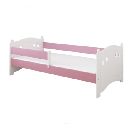 Łóżko dziecięce z barierką 160X80 SANDY biało różowy