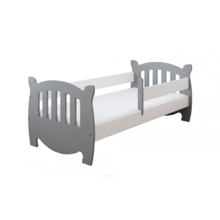 Łóżko dziecięce z barierką 160X80 LINDA szaro biały