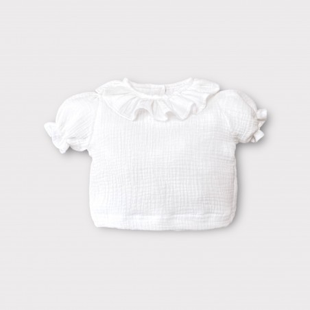 Koszula muślinowa z bufką śmietankowa