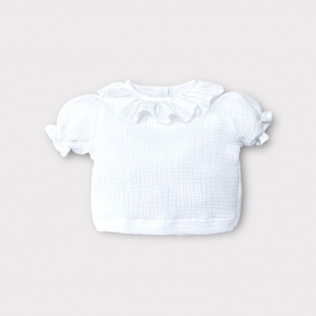 Koszula muślinowa z bufką biała