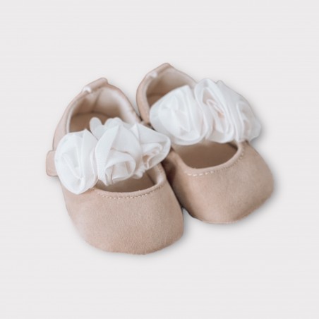 Buciki niemowlęce velvet carmel peonies