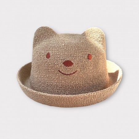 Kapelusz letni z haftem Little Teddy brązowy